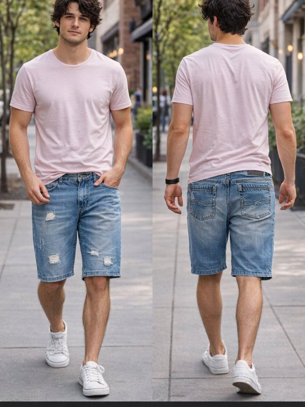Buffalo David Bitton Cotton Denim Distressed Blue Jean Shorts 38 waist